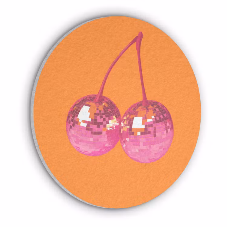 Discoballen - Kers - Spiegels - Roze Akoestische PET Vilt - Rond klein -3d