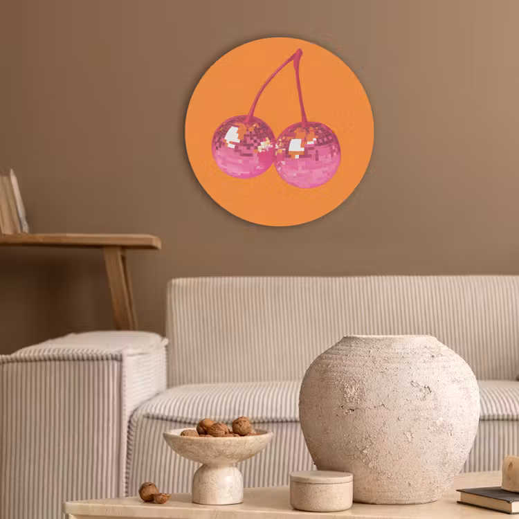 Discoballen - Kers - Spiegels - Roze Akoestische PET Vilt - Rond klein -sfeer1
