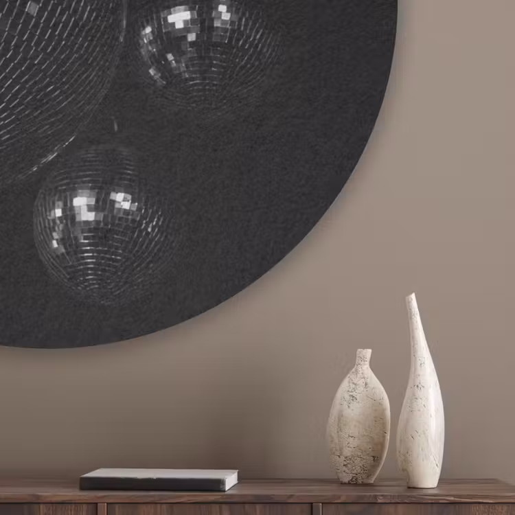 Discoballen - Minimalistisch - Zwart Akoestische PET Vilt - Rond klein -sfeer5_closeup