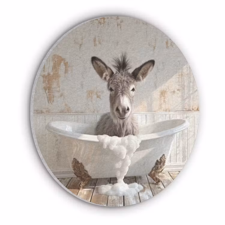 Ezel - Dieren - Badkuip - Schuim Akoestische PET Vilt - Rond klein -3d