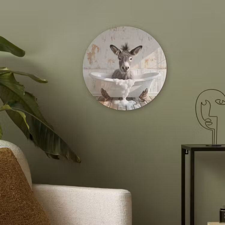 Ezel - Dieren - Badkuip - Schuim Akoestische PET Vilt - Rond klein -sfeer2