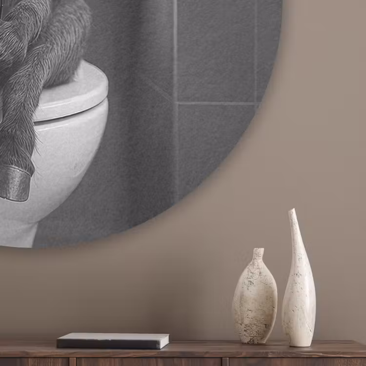 Ezel - Telefoon - Toilet - Zwart - Wit Akoestische PET Vilt - Rond klein -sfeer5_closeup