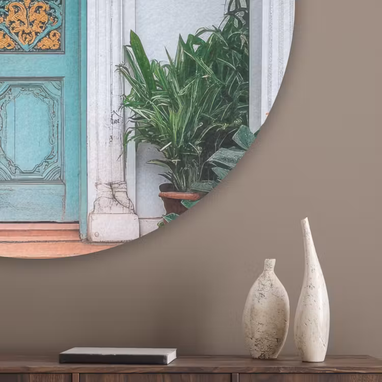 Deur - Patronen - Planten Akoestische PET Vilt - Rond klein -sfeer5_closeup
