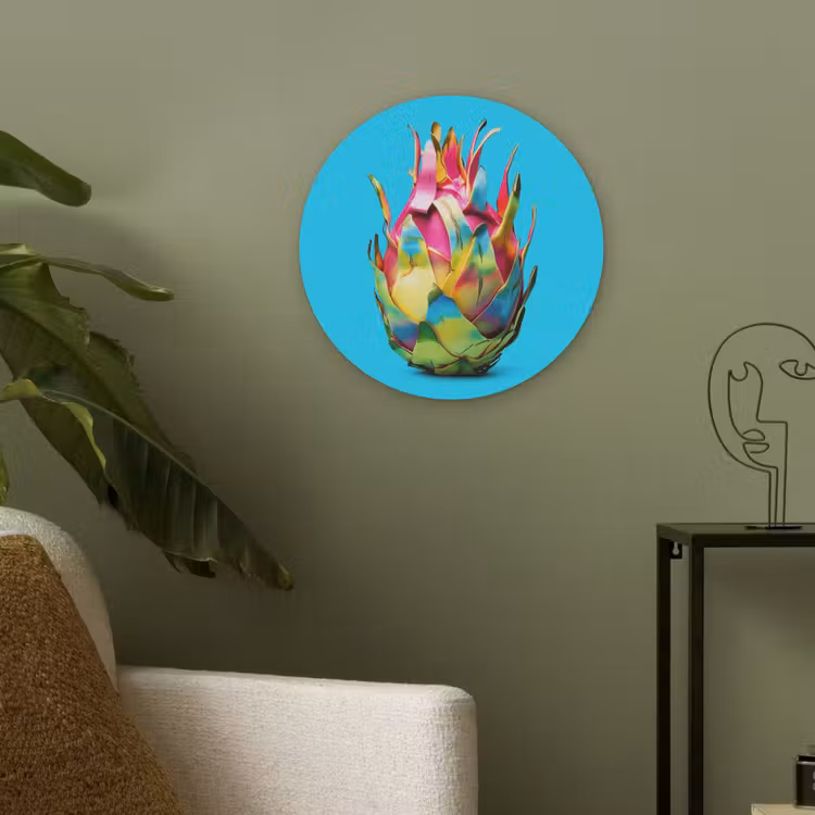 Drakenfruit - Blauw - Levendig Akoestische PET Vilt - Rond klein -sfeer2