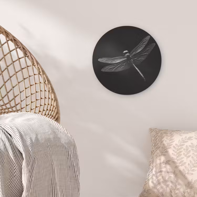 Libelle - Dieren - Zwart - Insect Akoestische PET Vilt - Rond klein -sfeer4