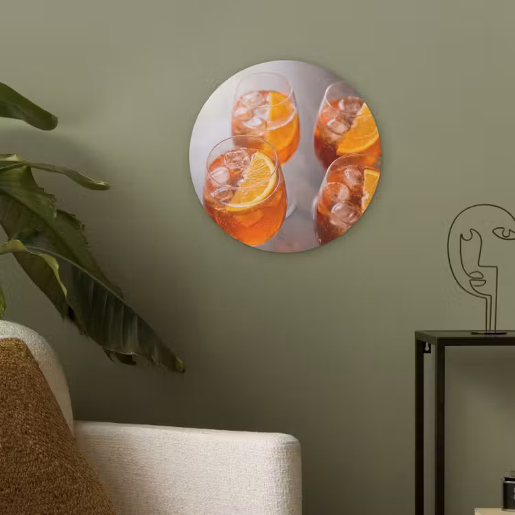 Drank - Sinaasappel - IJs - Zomer - Oranje Akoestische PET Vilt - Rond klein -sfeer2