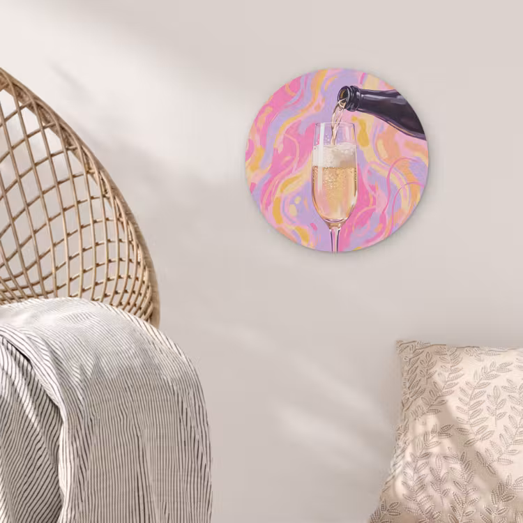Drank - Inschenken - Feest - Abstract - Roze Akoestische PET Vilt - Rond klein -sfeer4