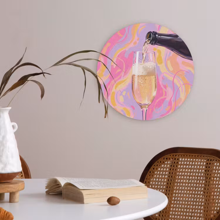 Drank - Inschenken - Feest - Abstract - Roze Akoestische PET Vilt - Rond klein -sfeer3