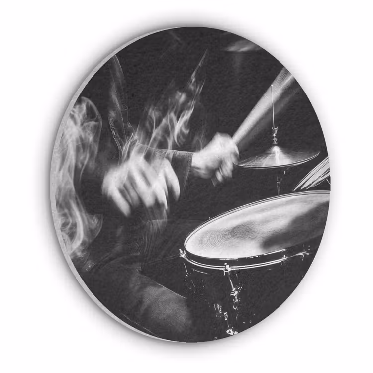 Drummer - Zwart - Drumstel Akoestische PET Vilt - Rond klein -3d