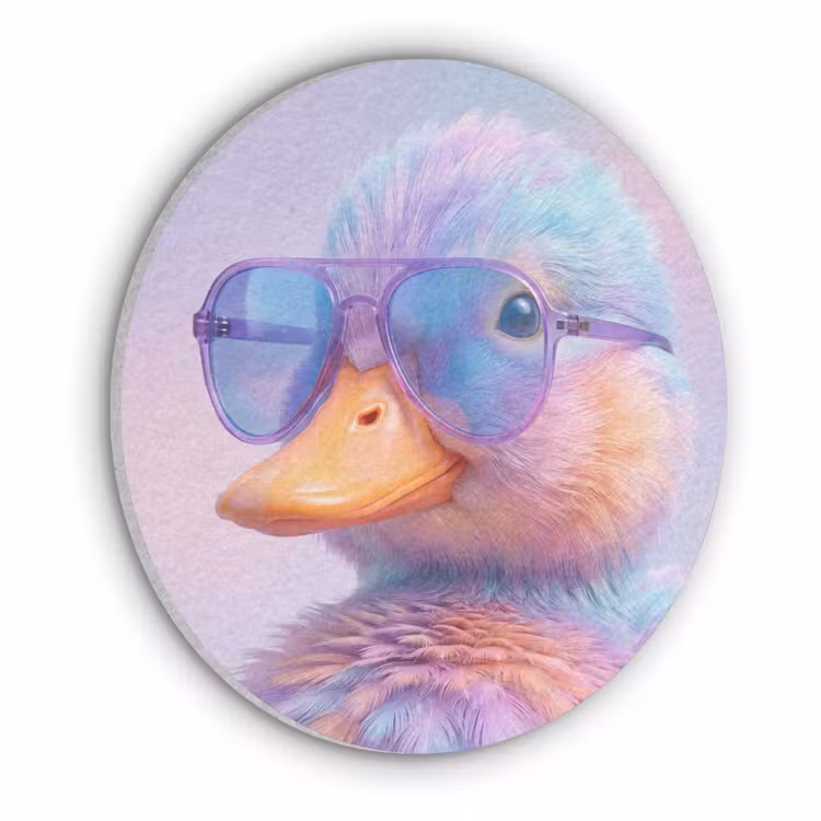 Eend - bril - Pastel Akoestische PET Vilt - Rond klein -3d