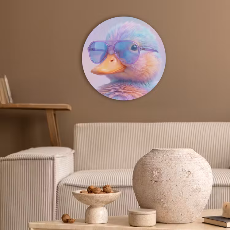 Eend - bril - Pastel Akoestische PET Vilt - Rond klein -sfeer1