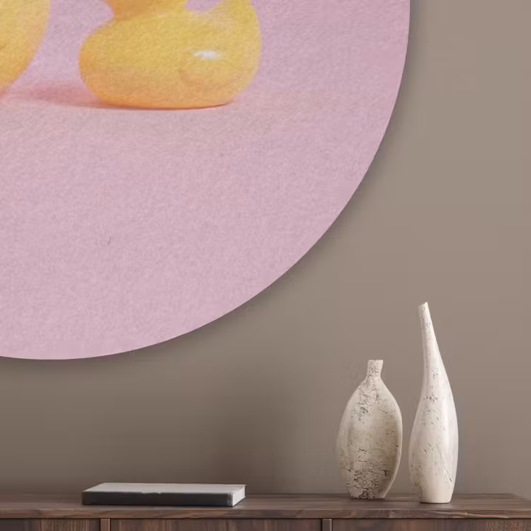 Eendjes - Vrolijk - Roze Akoestische PET Vilt - Rond klein -sfeer5_closeup