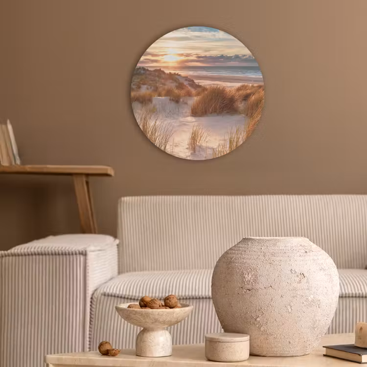 Duin - Planten - Zonsondergang - Strand - Zee Akoestische PET Vilt - Rond klein -sfeer1