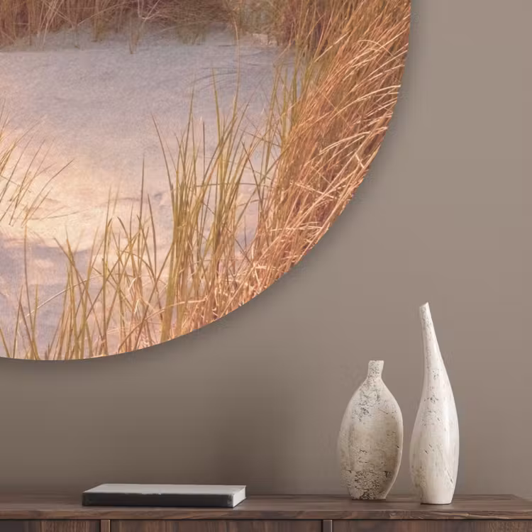 Duin - Planten - Zonsondergang - Strand - Zee Akoestische PET Vilt - Rond klein -sfeer5_closeup