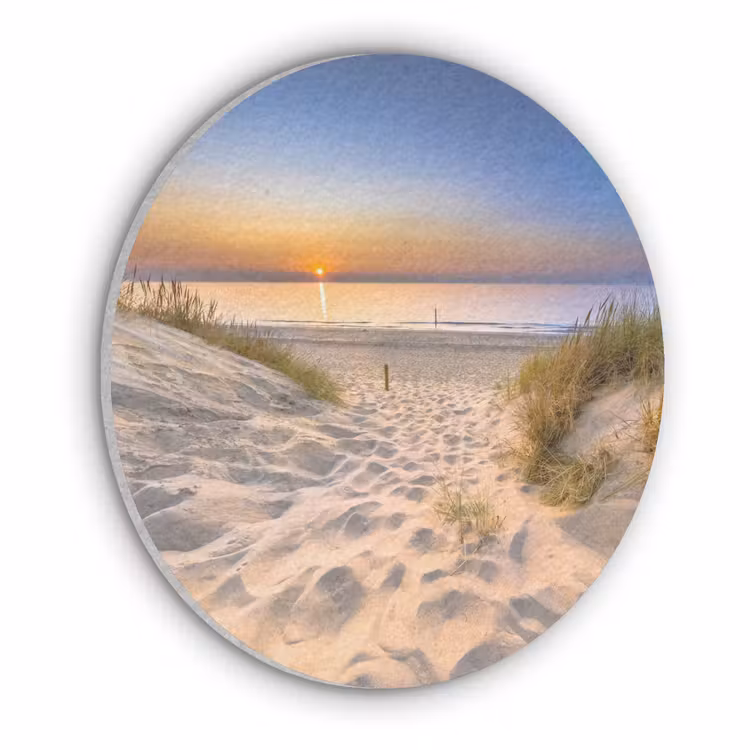 Duin - Zonsondergang - Horizon - Strand - Gras Akoestische PET Vilt - Rond klein -3d