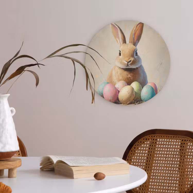 Paashaas - Pastel - Eieren Akoestische PET Vilt - Rond klein -sfeer3