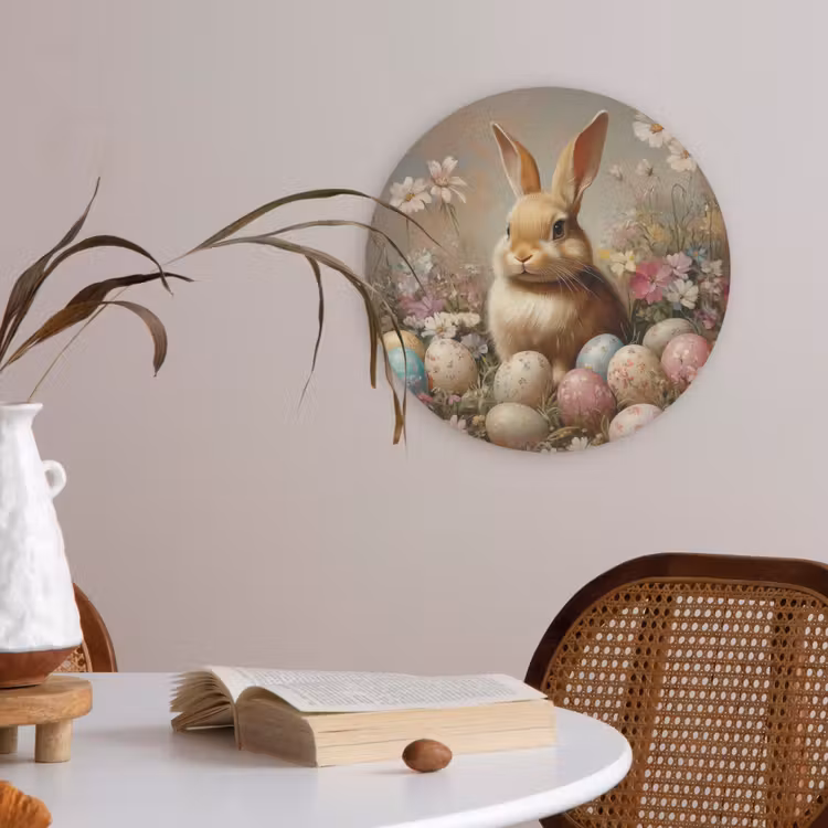 Paashaas - Lente - Paaseieren Akoestische PET Vilt - Rond klein -sfeer3