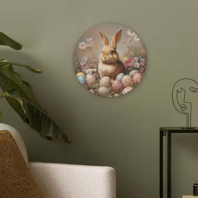 Paashaas - Lente - Paaseieren Akoestische PET Vilt - Rond klein -sfeer2