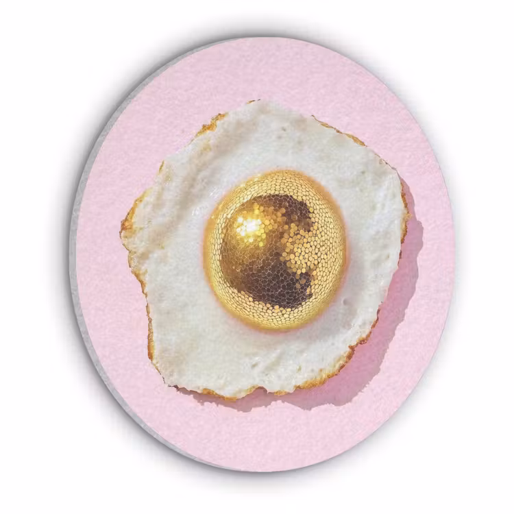 Ei - Disco - Ontbijt - Glitter Akoestische PET Vilt - Rond klein -3d