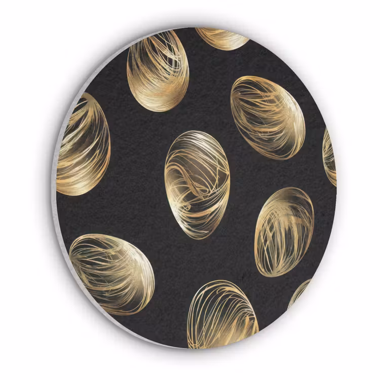 Eieren - Goud - Patroon Akoestische PET Vilt - Rond klein -3d
