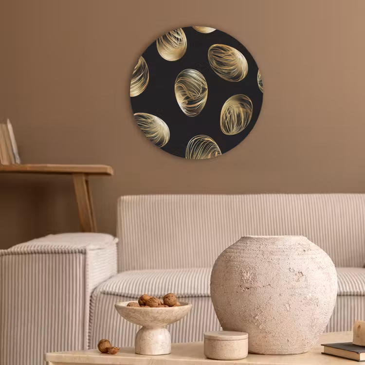 Eieren - Goud - Patroon Akoestische PET Vilt - Rond klein -sfeer1
