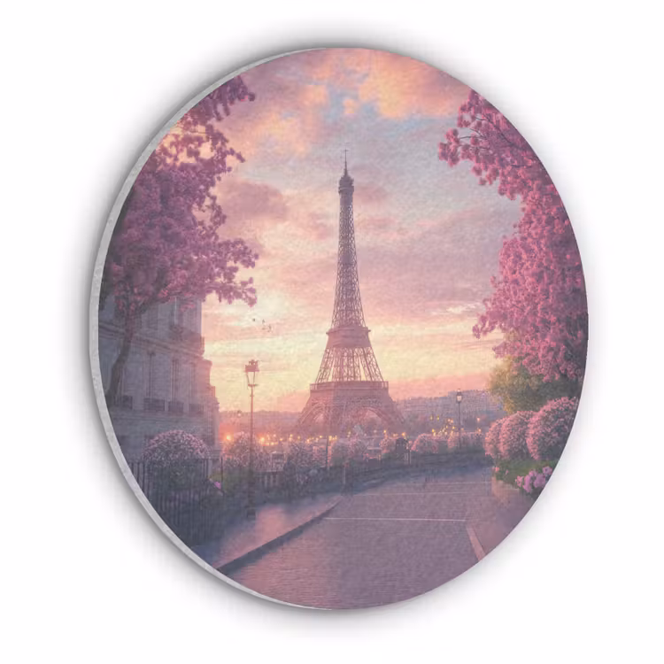 Eiffeltoren - Parijs - Roze Akoestische PET Vilt - Rond klein -3d