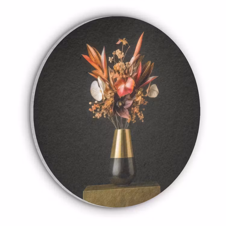 Exotisch - Boeket - Vaas - Goud Akoestische PET Vilt - Rond klein -3d