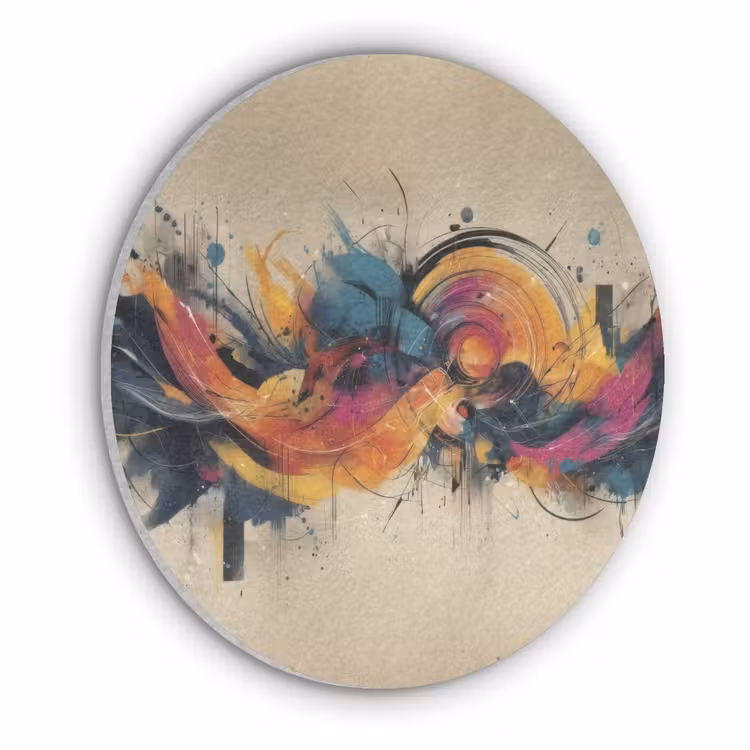 Explosie - Kleurrijk - Vormen - Abstract Akoestische PET Vilt - Rond klein -3d