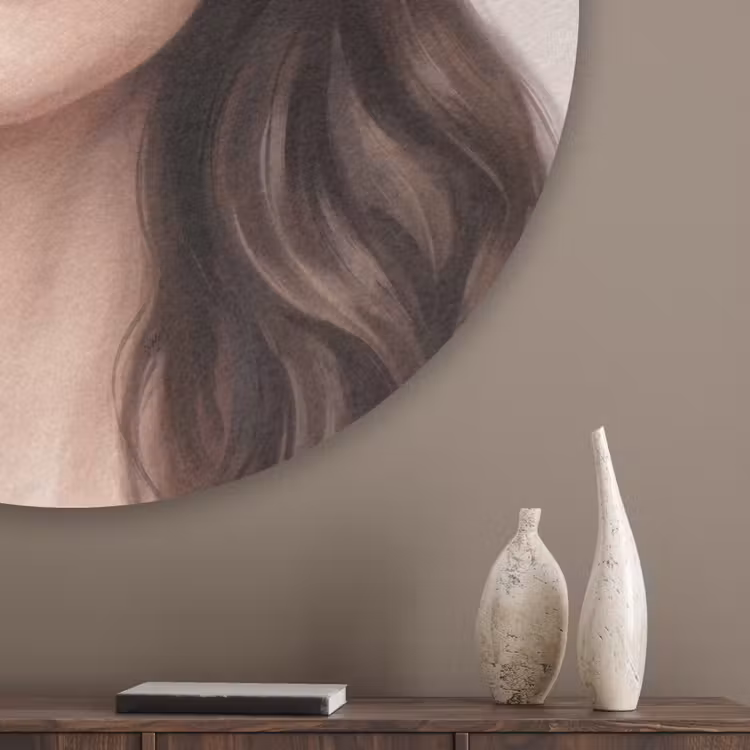 Gezicht - Pioenrozen - Crème Akoestische PET Vilt - Rond klein -sfeer5_closeup