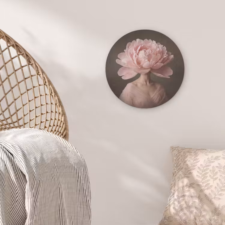 Gezicht - Roos - Roze Akoestische PET Vilt - Rond klein -sfeer4