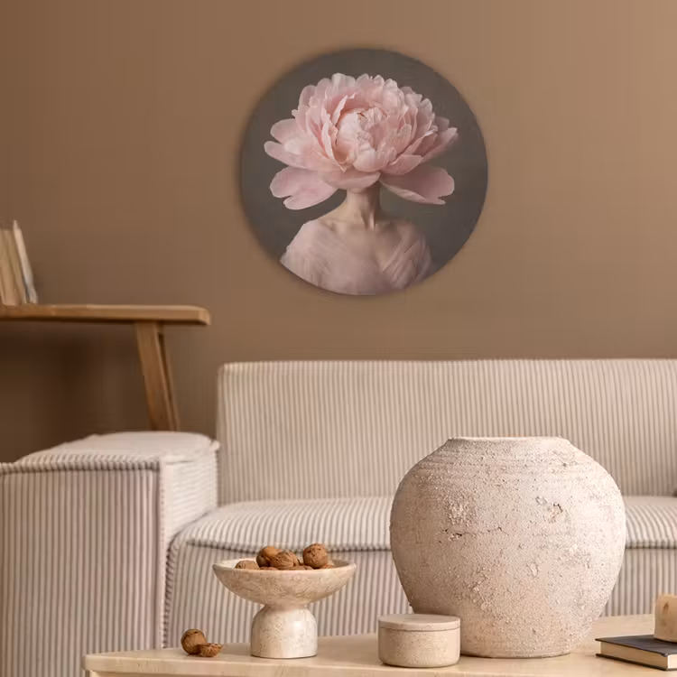 Gezicht - Roos - Roze Akoestische PET Vilt - Rond klein -sfeer1