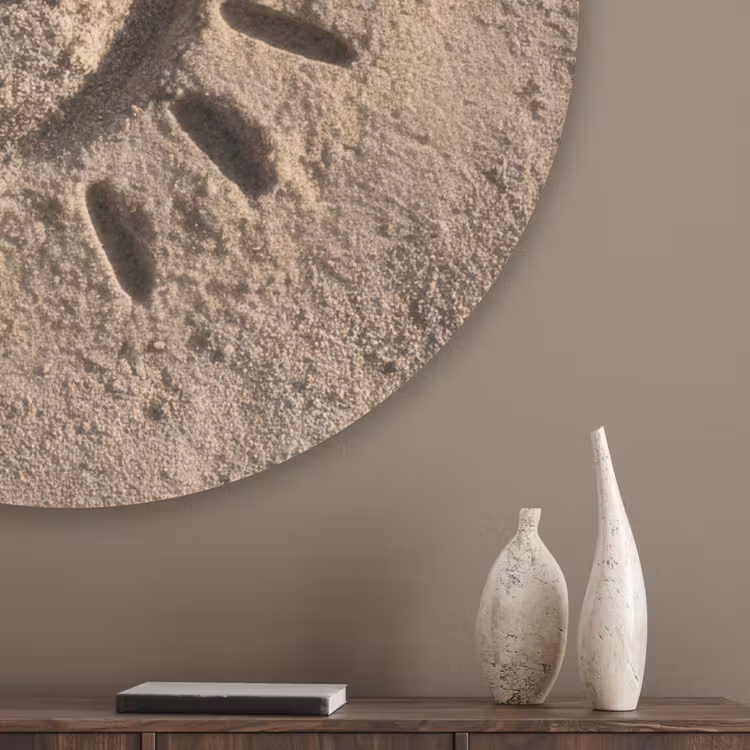 Gezichtje - Zon - Zand - Getekend Akoestische PET Vilt - Rond klein -sfeer5_closeup