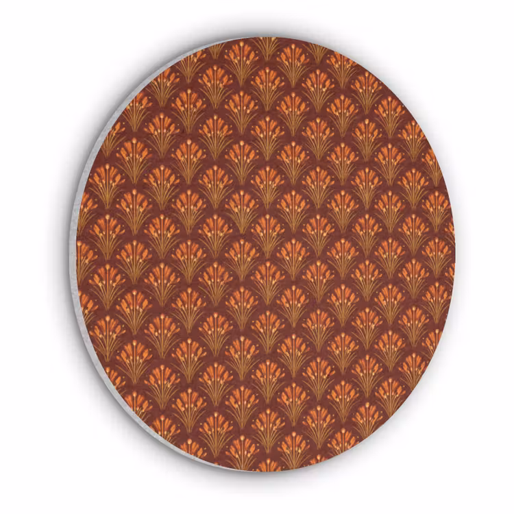 Waaiers - Art Deco - Botanisch - Roestbruin - Oranje Akoestische PET Vilt - Rond klein 838 -3d