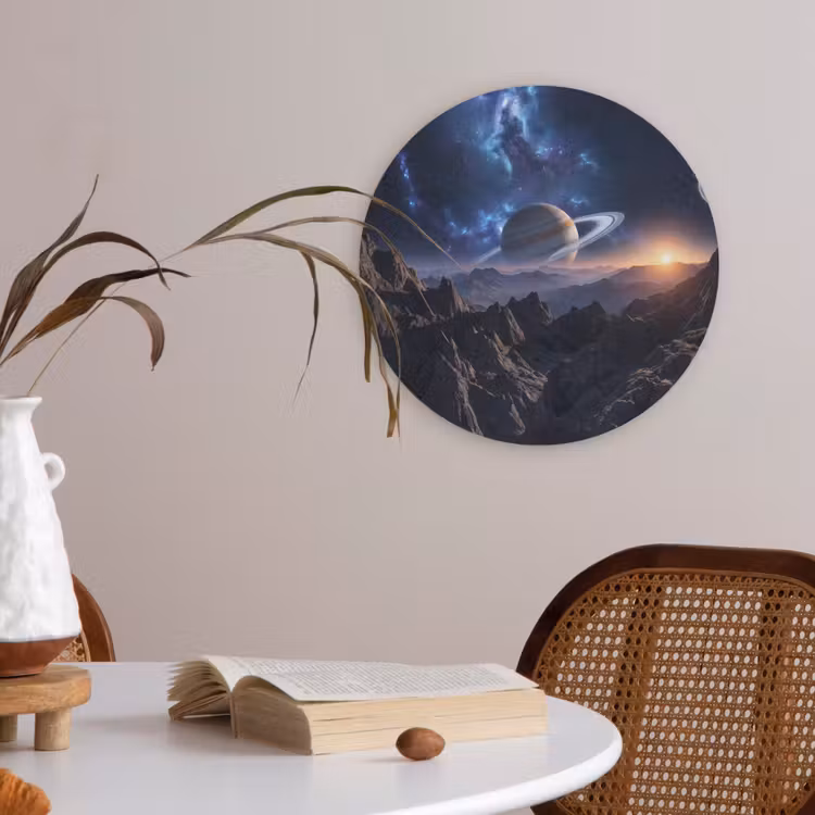 Fantasy - Kosmos - Landschap Akoestische PET Vilt - Rond klein -sfeer3