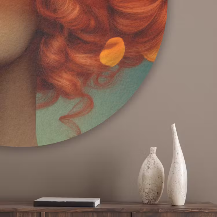 Vrouw - Sinaasappel - Bessen - Oranje Akoestische PET Vilt - Rond klein -sfeer5_closeup