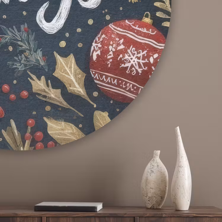 Feestelijk - Kerstgroet - Kleurrijk Akoestische PET Vilt - Rond klein -sfeer5_closeup