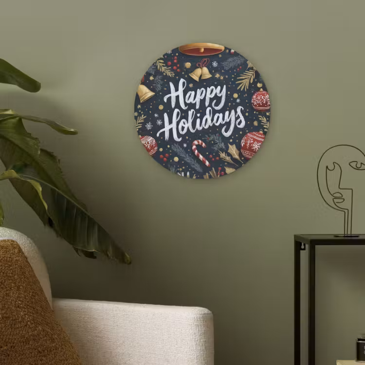 Feestelijk - Kerstgroet - Kleurrijk Akoestische PET Vilt - Rond klein -sfeer2