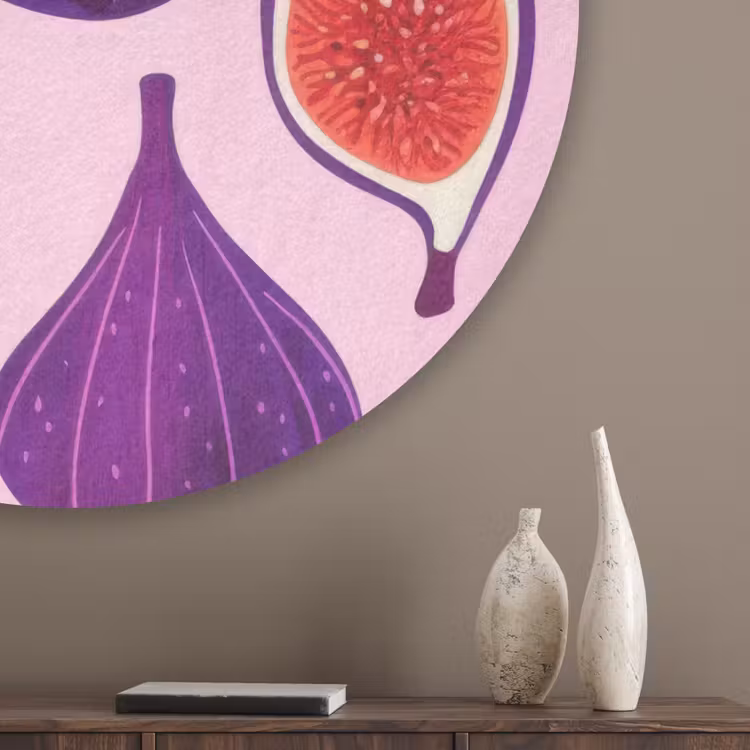 Vijgen - Roze - Paars Akoestische PET Vilt - Rond klein -sfeer5_closeup