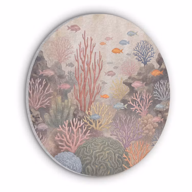 Vis - Koraalrif - Onderwaterwereld - Illustratie Akoestische PET Vilt - Rond klein -3d