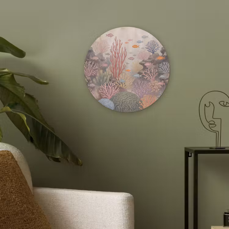 Vis - Koraalrif - Onderwaterwereld - Illustratie Akoestische PET Vilt - Rond klein -sfeer2