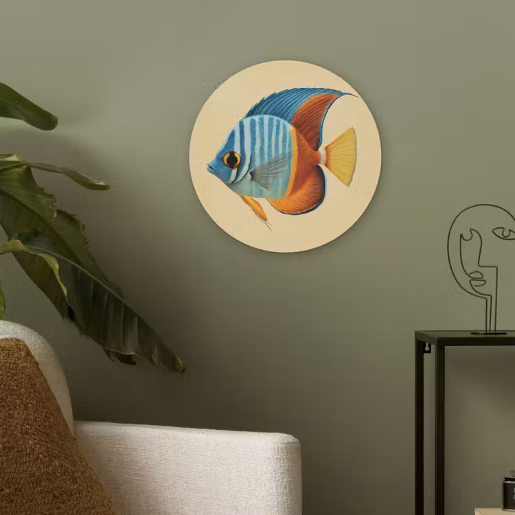 Vis - Vinnen - Blauw - Ogen Akoestische PET Vilt - Rond klein -sfeer2