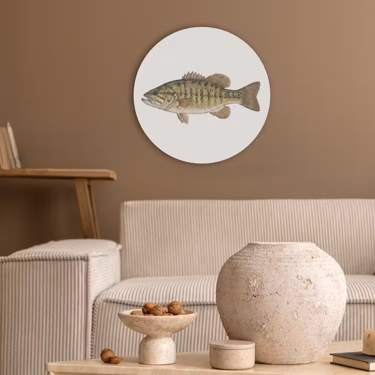 Vissen - Natuur - Vintage Akoestische PET Vilt - Rond klein -sfeer1