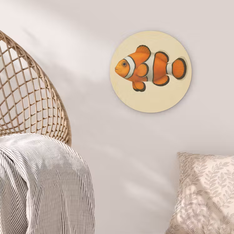 Vis - Oranje - Strepen Akoestische PET Vilt - Rond klein -sfeer4