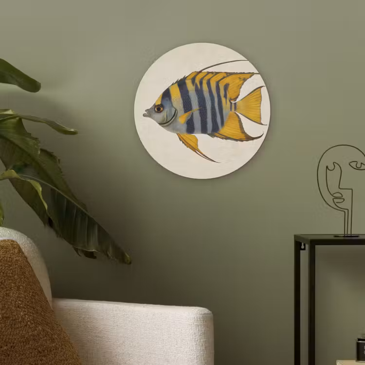 Vis - Sierlijk - Vinnen - Illustratie Akoestische PET Vilt - Rond klein -sfeer2