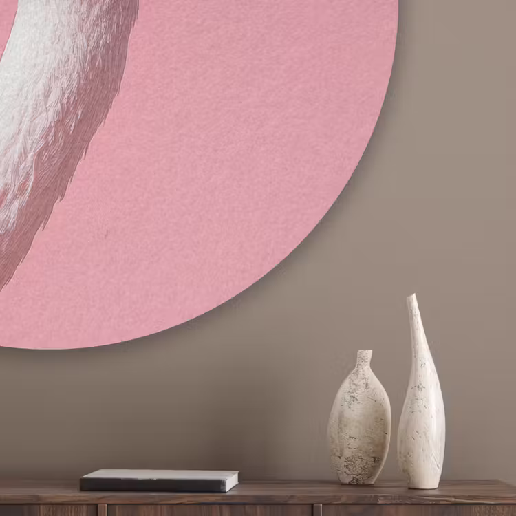 Flamingo - Roze - Koksmuts - Vogel Akoestische PET Vilt - Rond klein -sfeer5_closeup