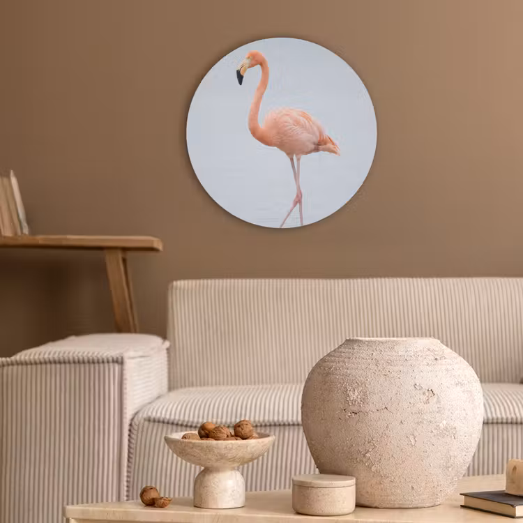 Flamingo - Zee - Roze Akoestische PET Vilt - Rond klein -sfeer1