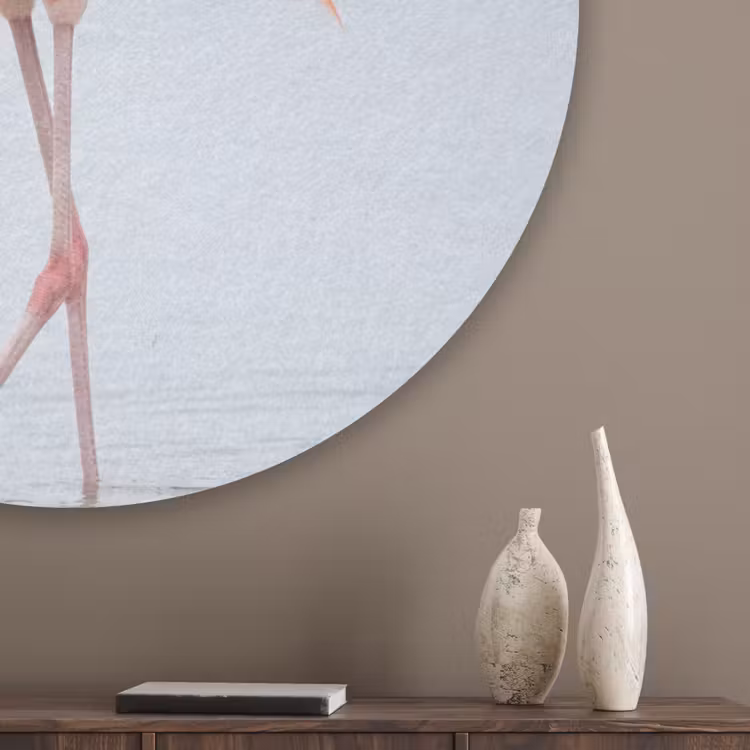 Flamingo - Zee - Roze Akoestische PET Vilt - Rond klein -sfeer5_closeup