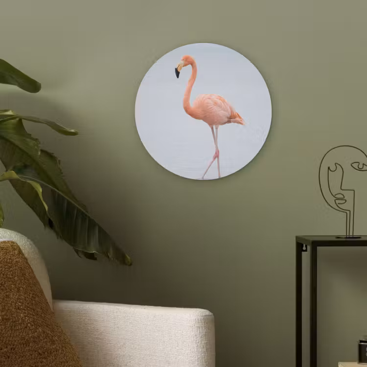 Flamingo - Zee - Roze Akoestische PET Vilt - Rond klein -sfeer2