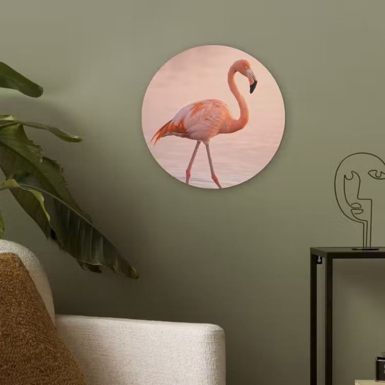 Flamingo - Water - Roze Akoestische PET Vilt - Rond klein -sfeer2