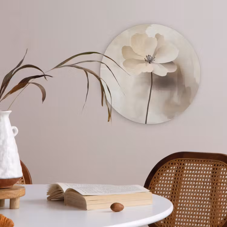 Bloem - Beige - Verf - Schaduw Akoestische PET Vilt - Rond klein -sfeer3